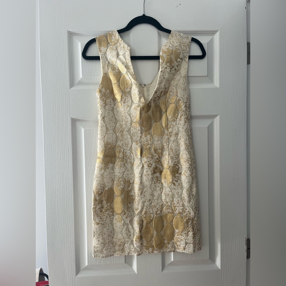 Cynthia Vincent Gold and Cream Cocktail Dress